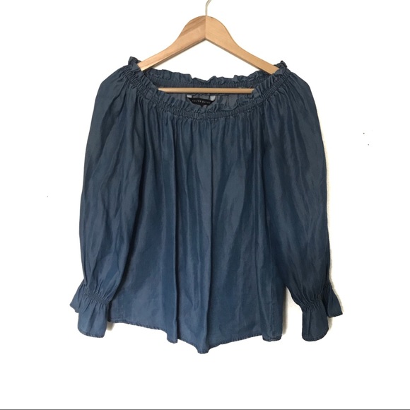 Walter Baker Chambray Off the Shoulder Top Small - Picture 2 of 7